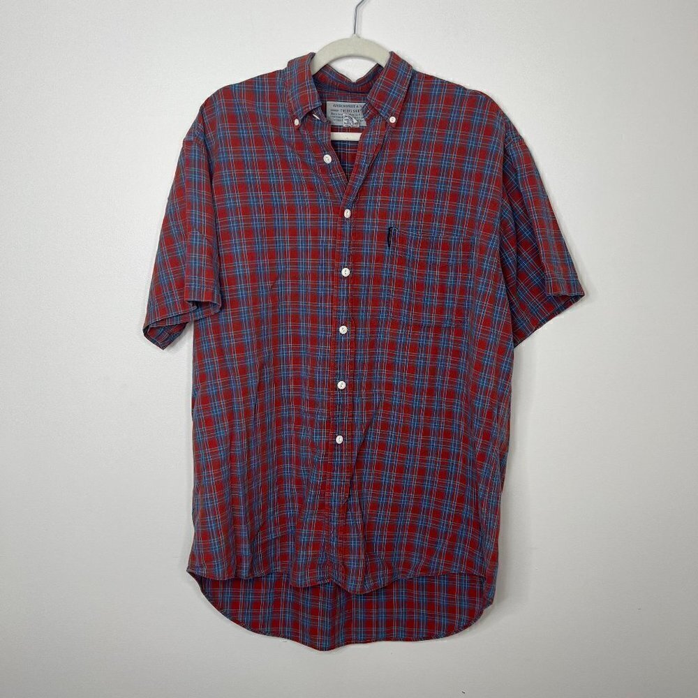 Vintage Mens Abercrombie "The Big‎ Shirt" Plaid Short Sleeve, 90s Y2K